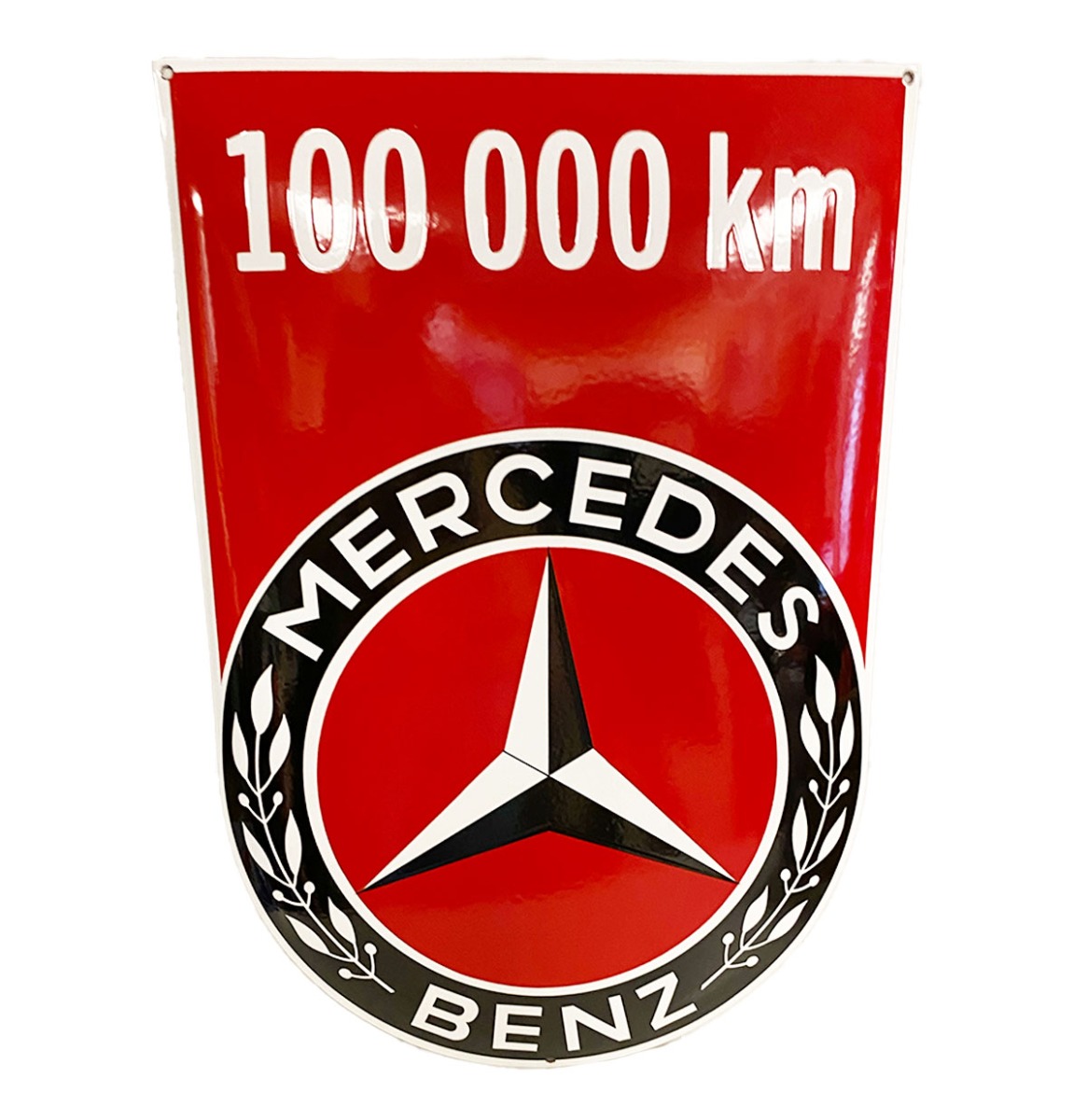 Mercedes Benz 100.000km Rood Emaille Bord - 60 x 41cm | Mercedes