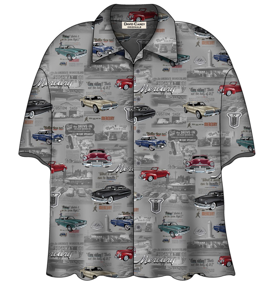 Mercury Vintage Camp Shirt Grey-XL | David Carey