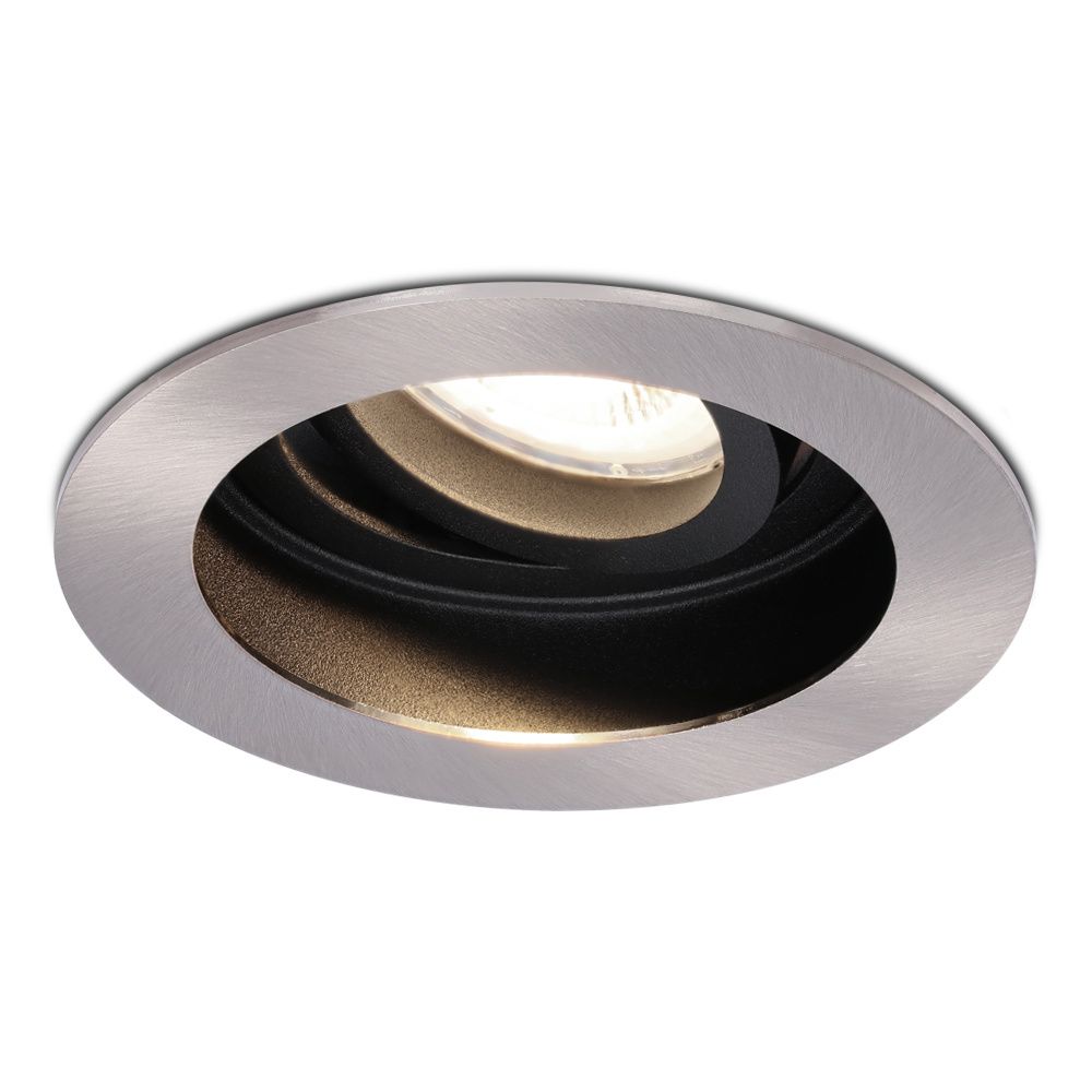 Mesa LED inbouwspot - GU10 4 Watt 345 Lumen - 4000K neutraal wit - Dimbaar - verzonken - Rond - Kantelbaar - IP20 Voor binnen - RVS | HOFTRONIC