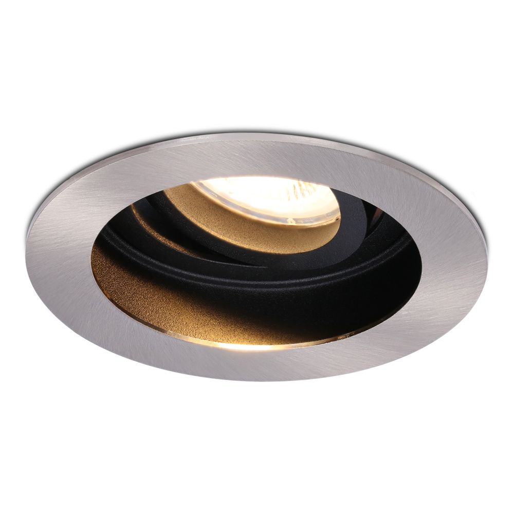 Mesa LED inbouwspot - GU10 4 Watt 345 lumen - 2700K Warm wit - Dimbaar - verzonken - Rond - Kantelbaar - IP20 Voor binnen - RVS | HOFTRONIC