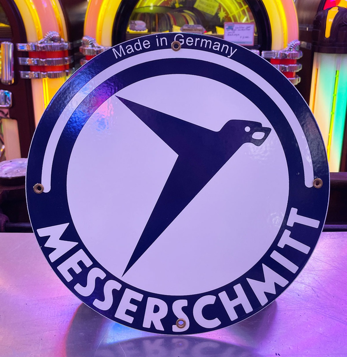 Messerschmitt Logo Emaille bord - 1990s Sample - Ø 30cm | The Dutch Pickers