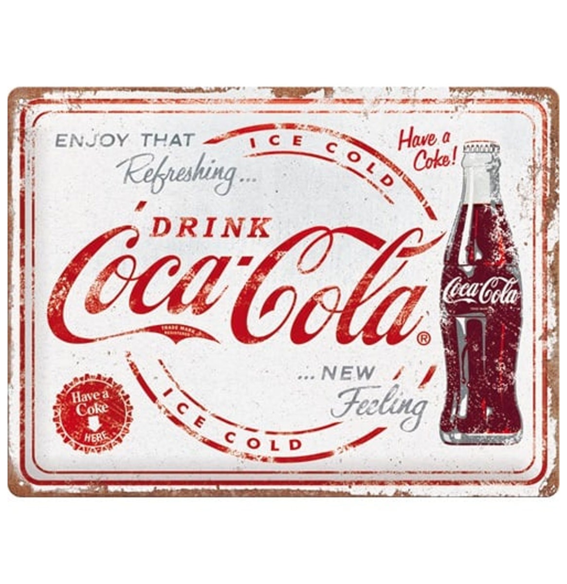 Metaal Bord 30 x 40cm Coca-Cola - Refreshing New Feeling | Coca-Cola