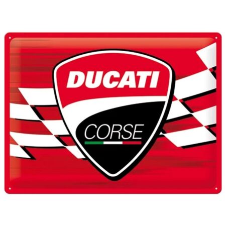 Metaal Bord 30 x 40cm Ducati Corse - Logo Racing Flag | Ducati