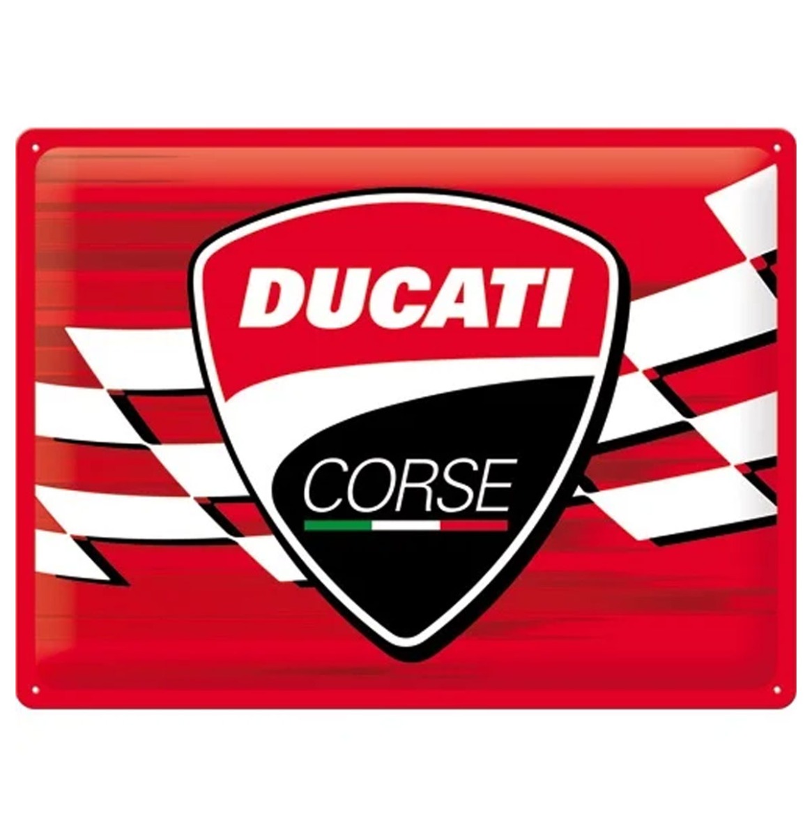 Metaal Bord 30 x 40cm Ducati Corse - Logo Racing Flag | Ducati