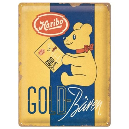 Metaal Bord 30 x 40cm Haribo - Vintage Gouden Beer | Haribo
