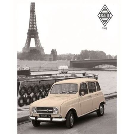 Metaal Bord 30x40 cm Rel Renault R4 Paris - LAATSTE KANS | Renault