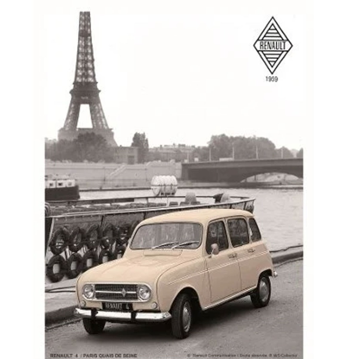 Metaal Bord 30x40 cm Rel Renault R4 Paris - LAATSTE KANS | Renault
