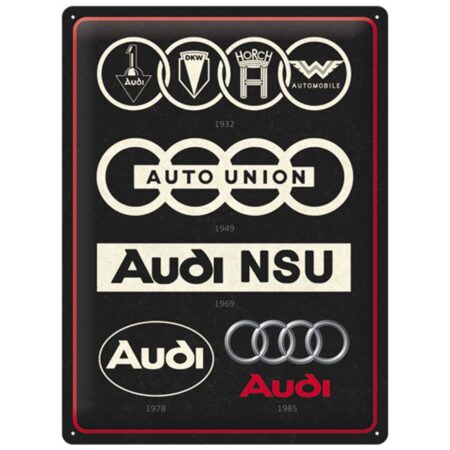 Metalen Bord 30 x 40 'Audi - Logo Evolution' | Audi
