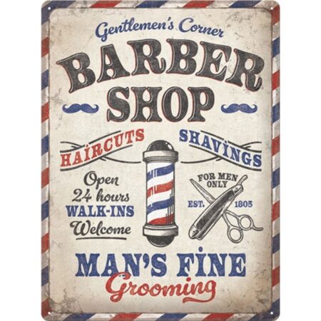 Metalen Bord 30 x 40 cm Barber Shop | Nostalgic Art