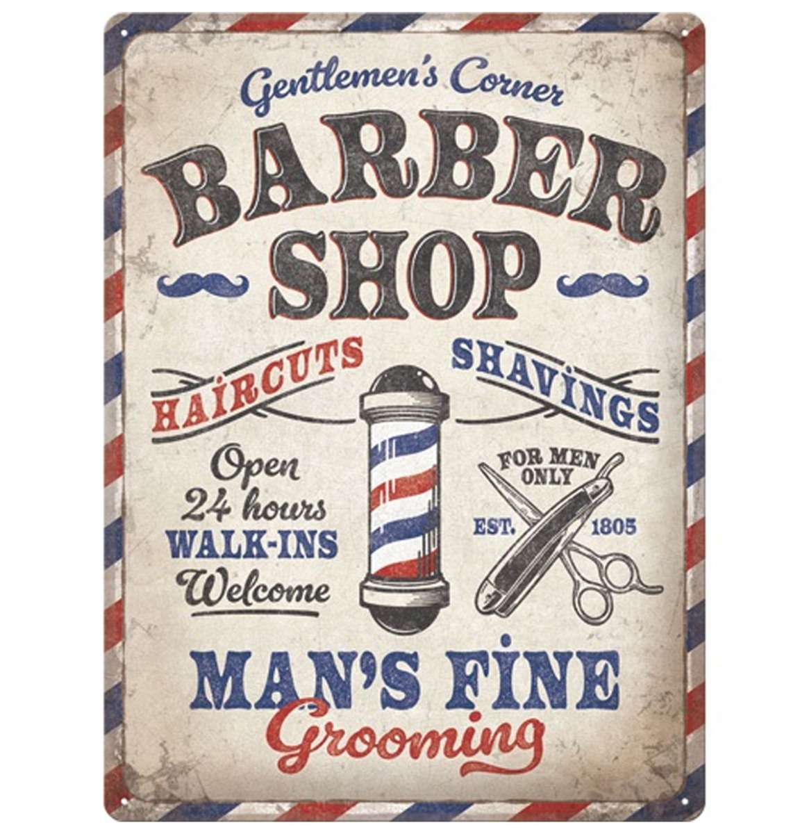 Metalen Bord 30 x 40 cm Barber Shop | Nostalgic Art