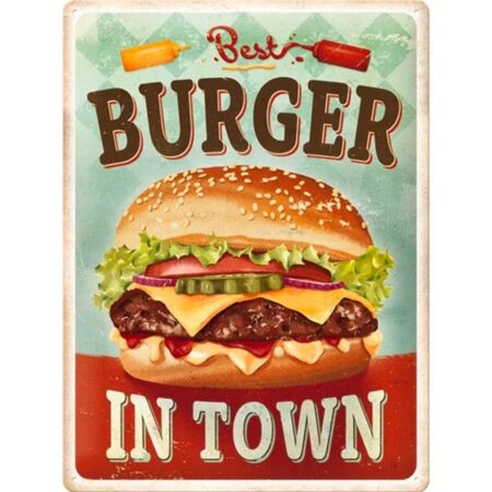 Metalen Bord 30 x 40 cm Best Burger in Town | Nostalgic Art