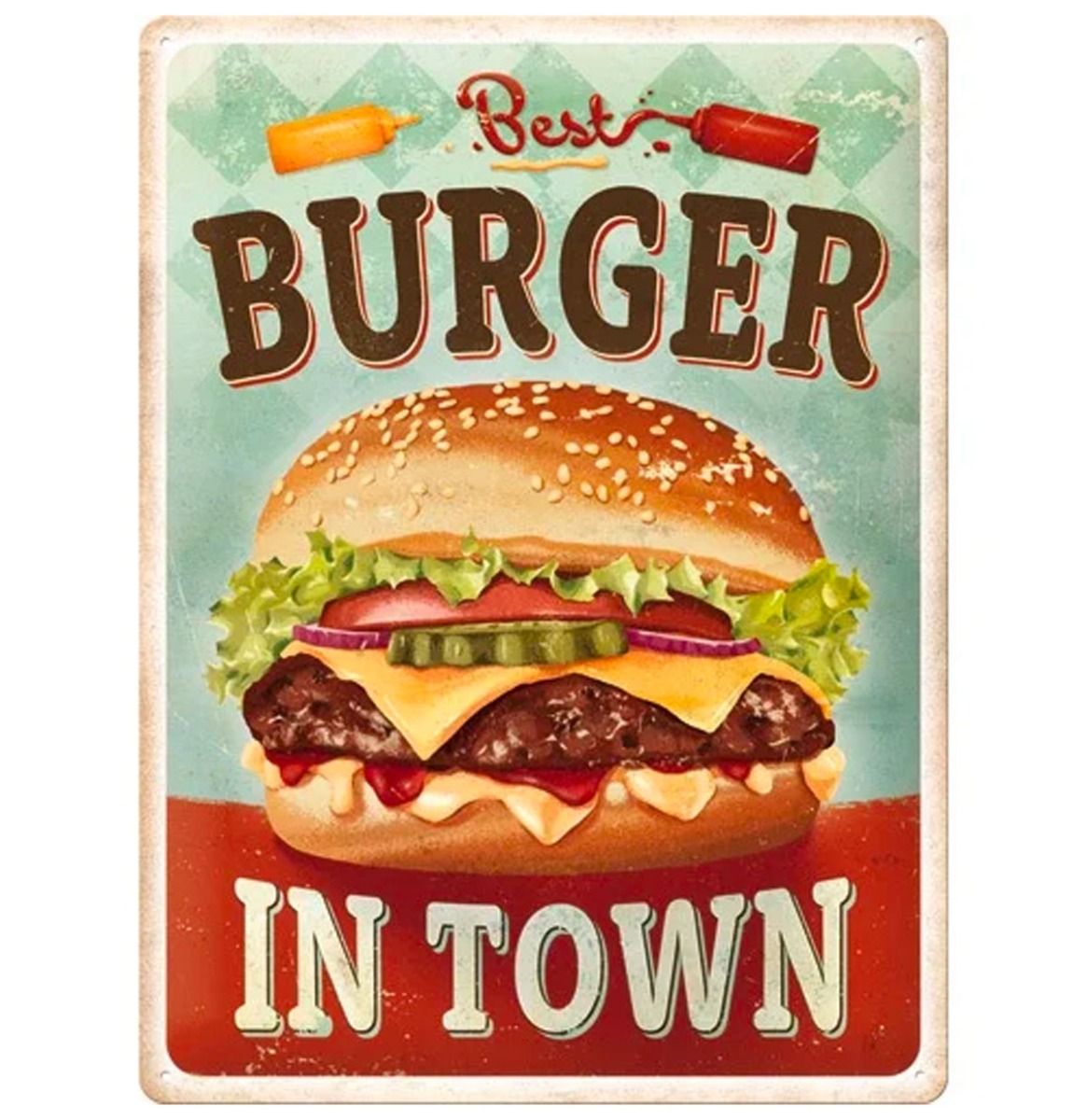 Metalen Bord 30 x 40 cm Best Burger in Town | Nostalgic Art