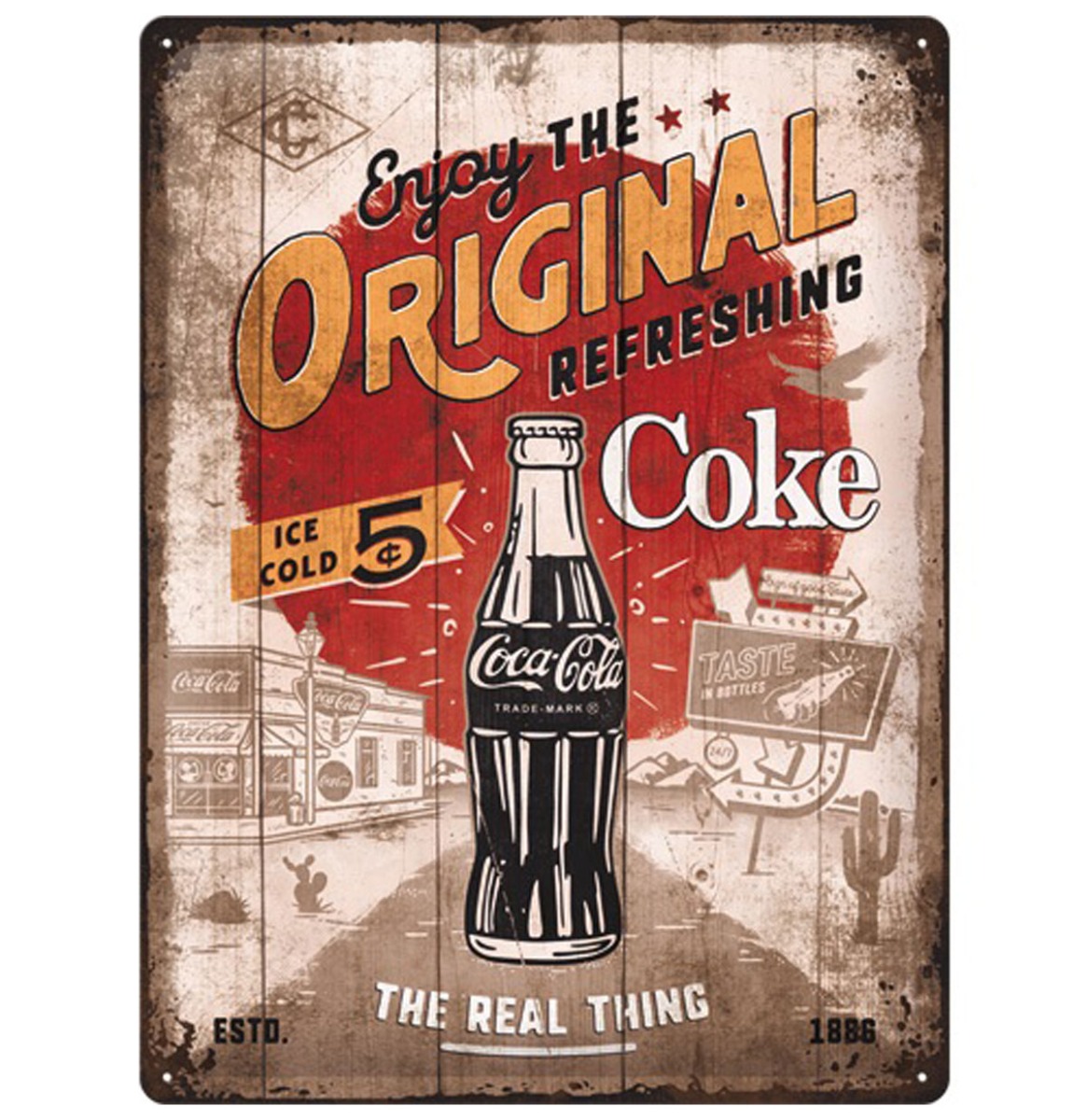 Metalen Bord 30 x 40 cm Coca-Cola - Original Coke Highway 66 | Coca-Cola