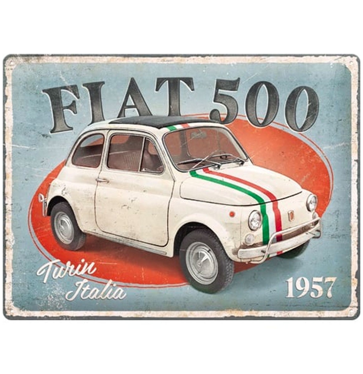 Metalen Bord 30 x 40 cm Fiat 500 - Turin Italia | Fiat