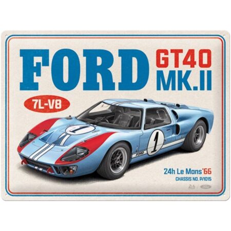 Metalen Bord 30 x 40 cm Ford - GT40 24H Le Mans 1966 | Ford