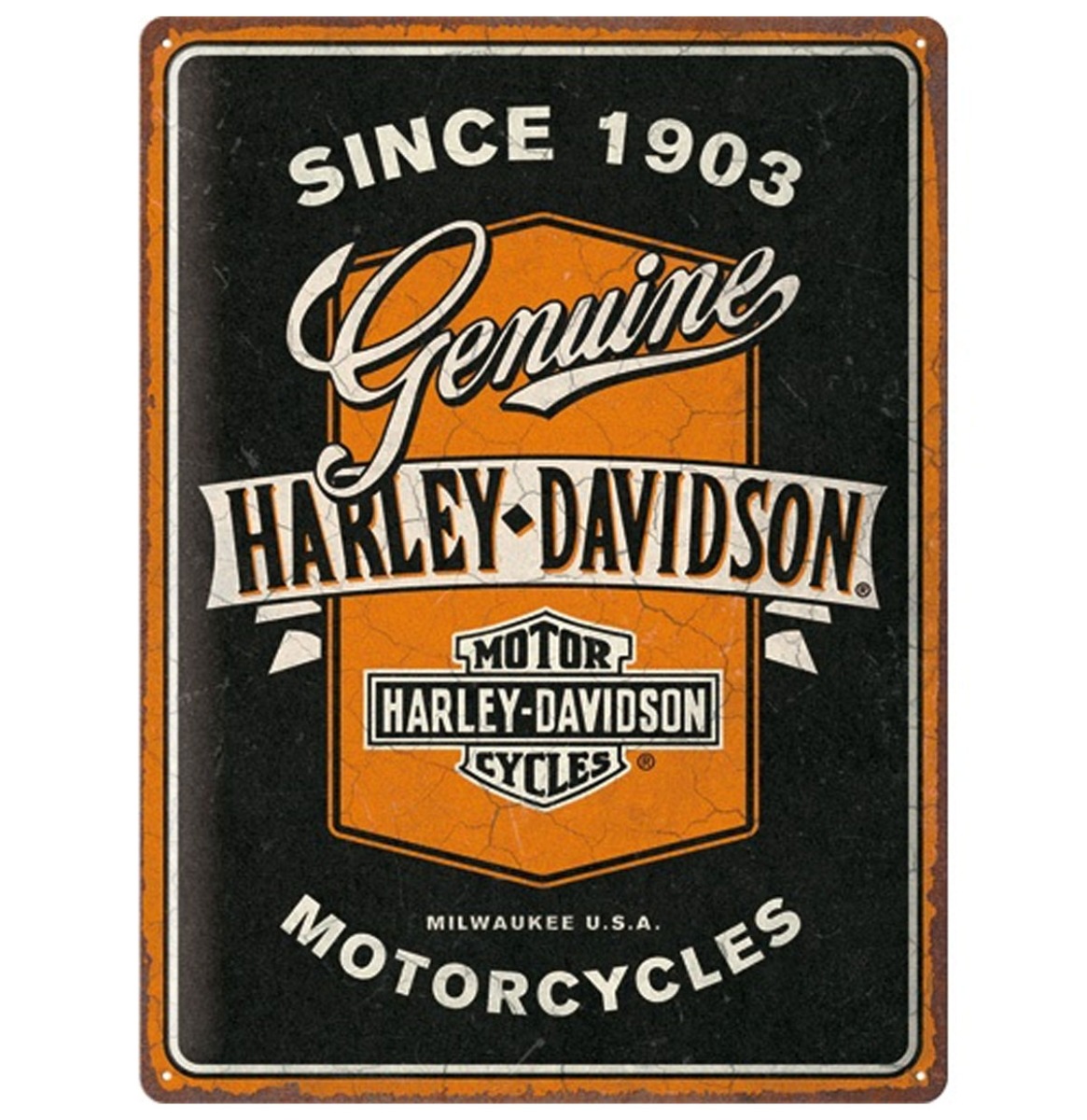Metalen Bord 30 x 40 cm Harley-Davidson - Genuine Motorcycles Strik | Harley-Davidson