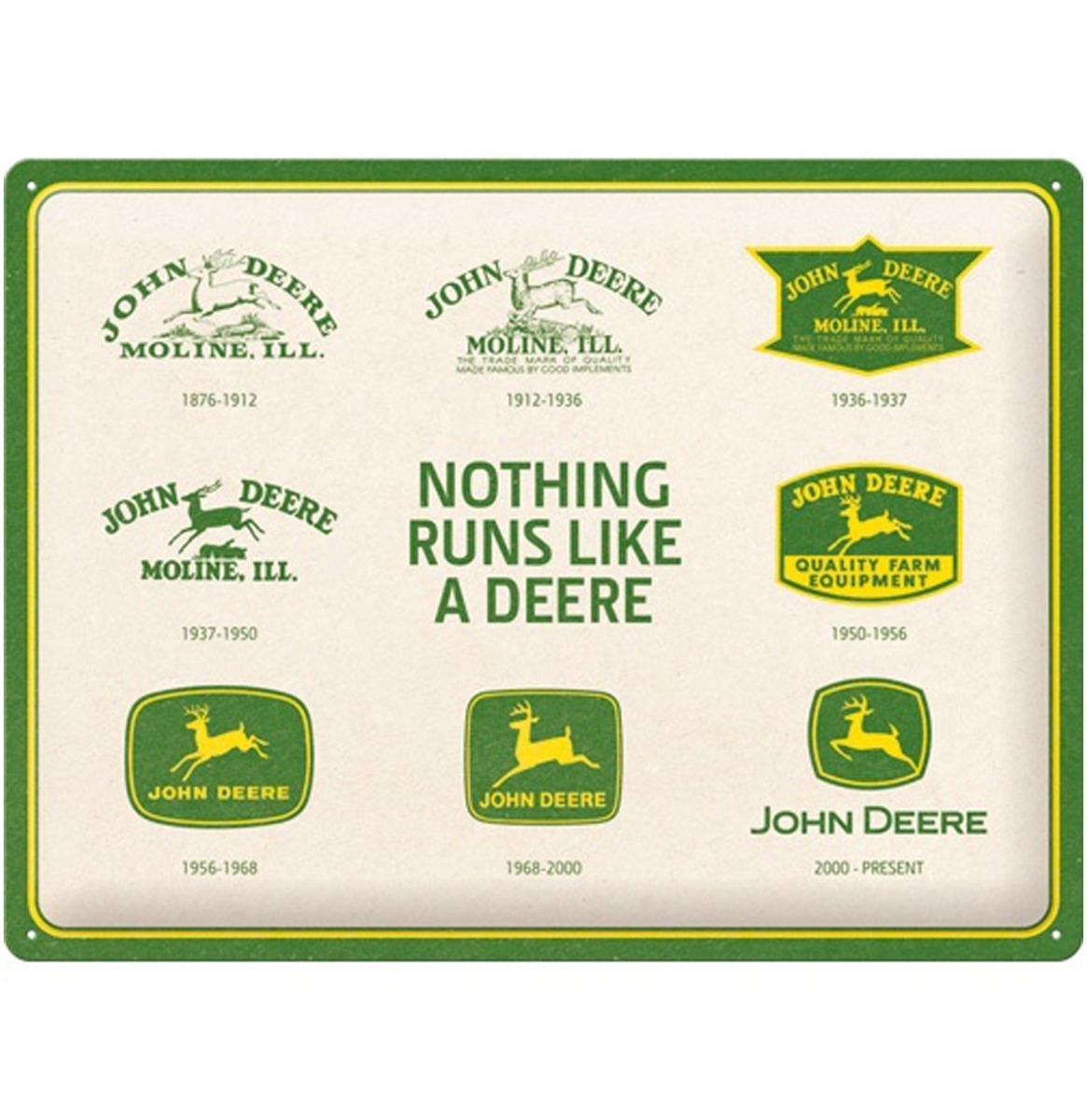 Metalen Bord 30 x 40 cm John Deere - 150 Years Logo Evolutie | John Deere