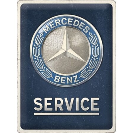 Metalen Bord 30 x 40 cm Mercedes-Benz - Service Embleem Blauw | Mercedes