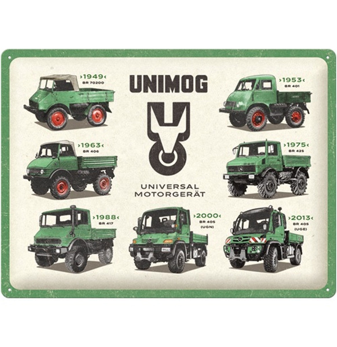 Metalen Bord 30 x 40 cm Mercedes Daimler Truck - Unimog Modelgrafiek | Mercedes