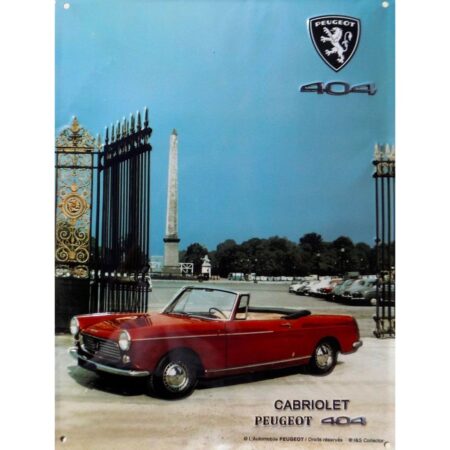 Metalen Bord 30 x 40 cm Peugeot 404 Cabriolet Parijs | Peugeot