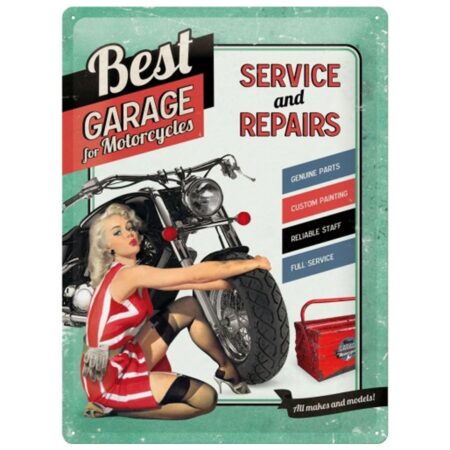 Metalen Bord 30x40 Best Garage For Motorcycles Groen LAATSTE STUKS | Nostalgic Art