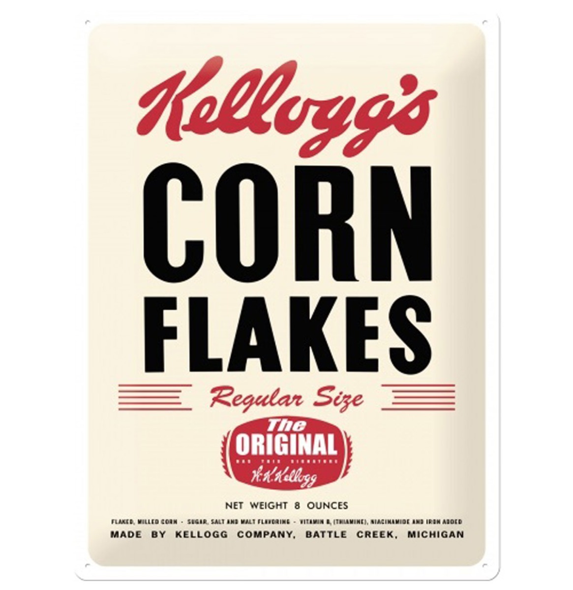 Metalen Bord 30x40 Kellogg's Corn Flakes Retro Package | Kellogg's