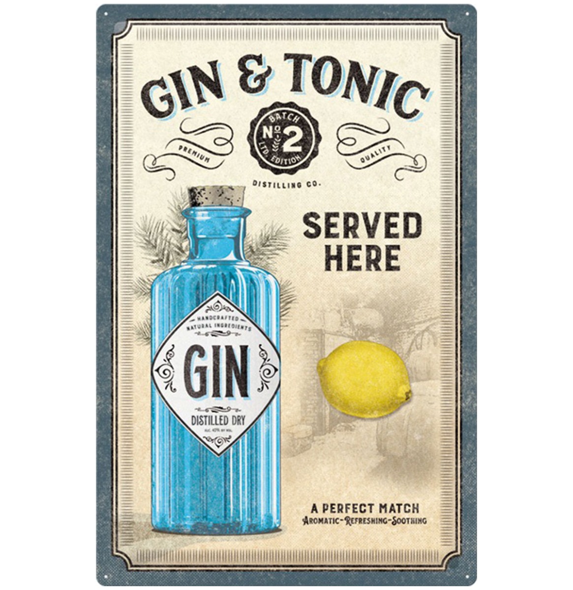 Metalen Bord 40 x 60 cm Gin & Tonic Served Here | Nostalgic Art