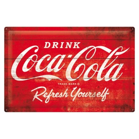 Metalen Bord 40 x 60cm Coca-Cola - Logo Red Refresh Yourself | Coca-Cola