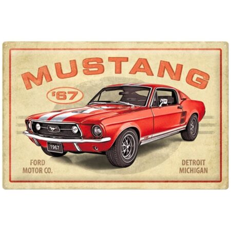 Metalen Bord 40 x 60cm Ford Mustang - GT 1967 Rood | Ford