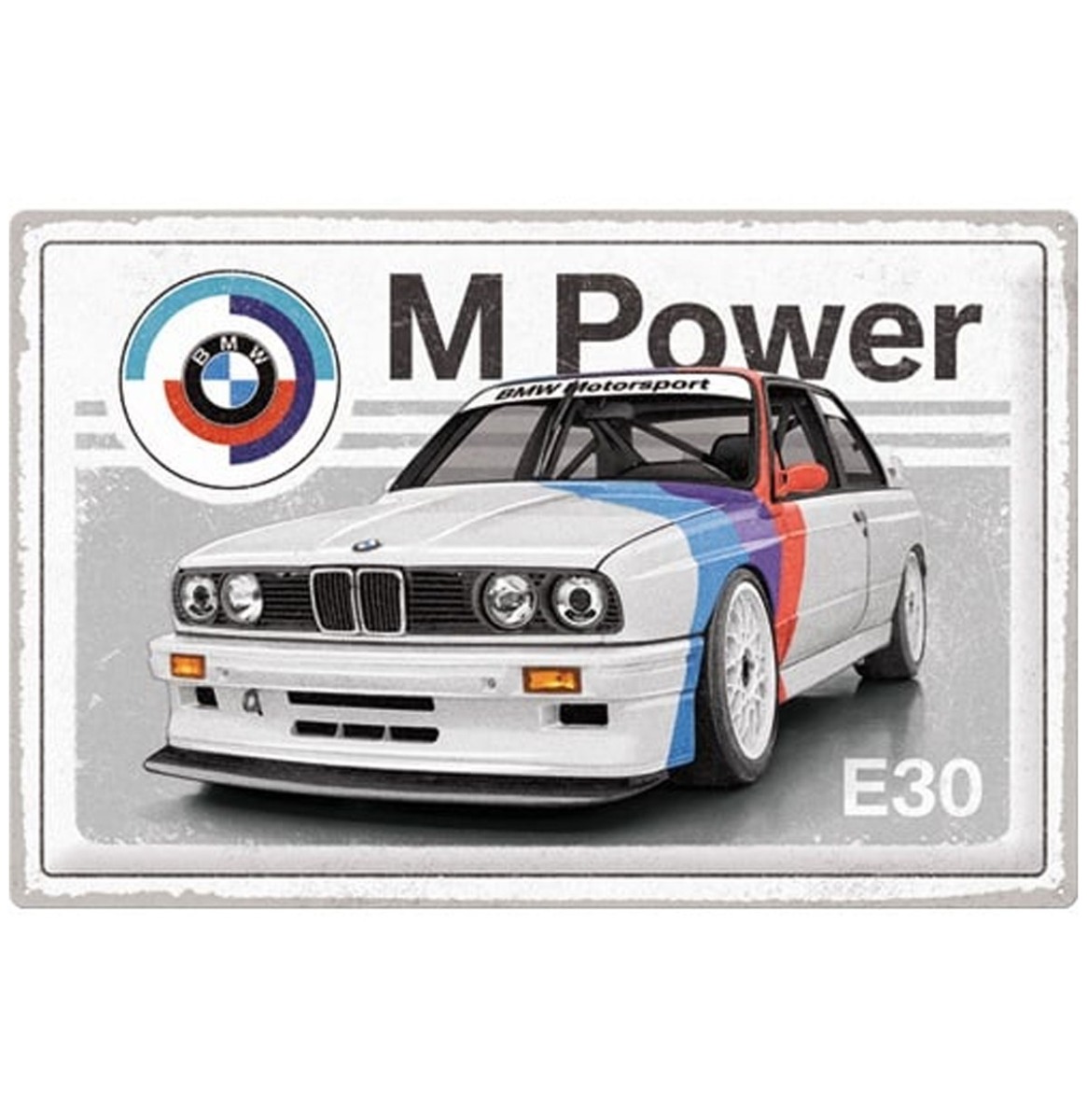 Metalen Bord - BMW E30 M Power 40 x 60 cm | BMW
