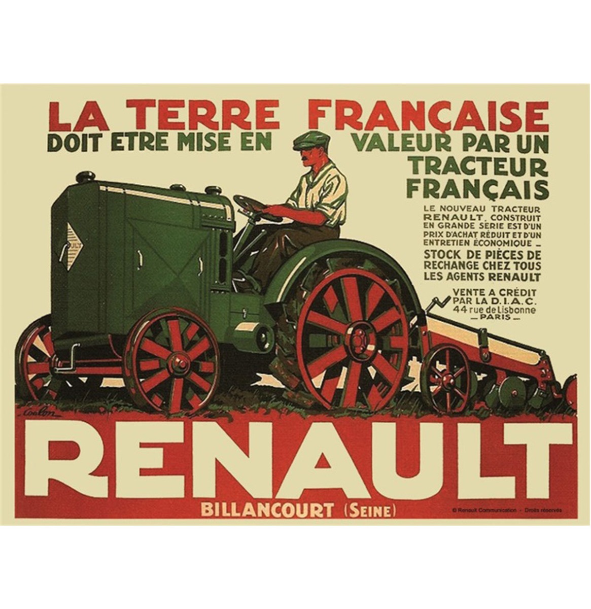 Metalen Bord RA 40x30cm Tracteur Renault | Renault