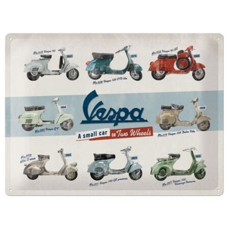 Metalen Bord Vespa A Small Car On Two Wheels 30 x 40 cm | Vespa