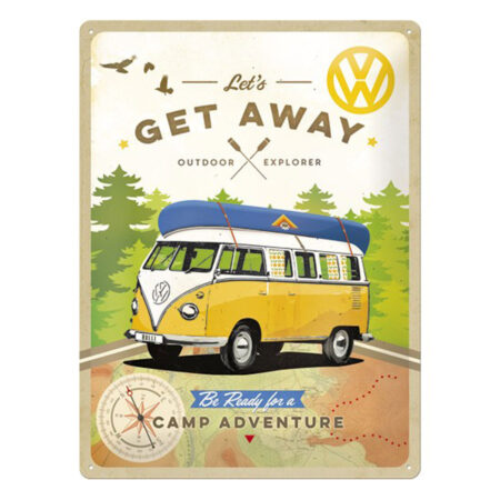Metalen Plaat 'VW Volkswagen Let's Get Away' 30 x 40 cm | Volkswagen
