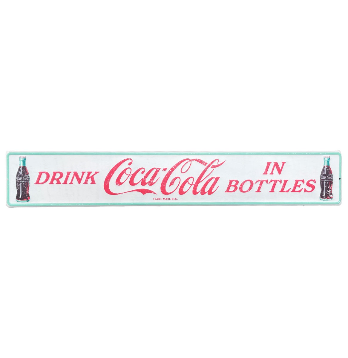 Metalen Straatnaambord Coca-Cola "Drink Coca-Cola In Bottles" White - 91 x 15 cm | Coca-Cola