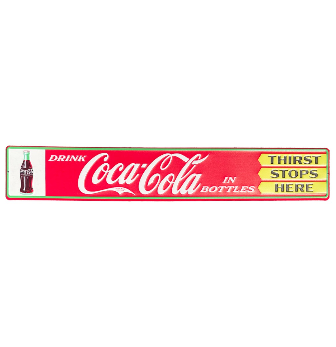 Metalen Straatnaambord Coca-Cola "Thirst Stops Here" - 91 x 15 cm | Coca-Cola