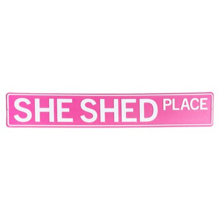 Metalen Straatnaambord "She Shed Place" - 91 x 15 cm | Fiftiesstore