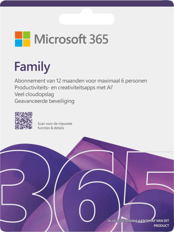 Microsoft 365 Family Meertalig Abonnement 1 Jaar - Digitaal