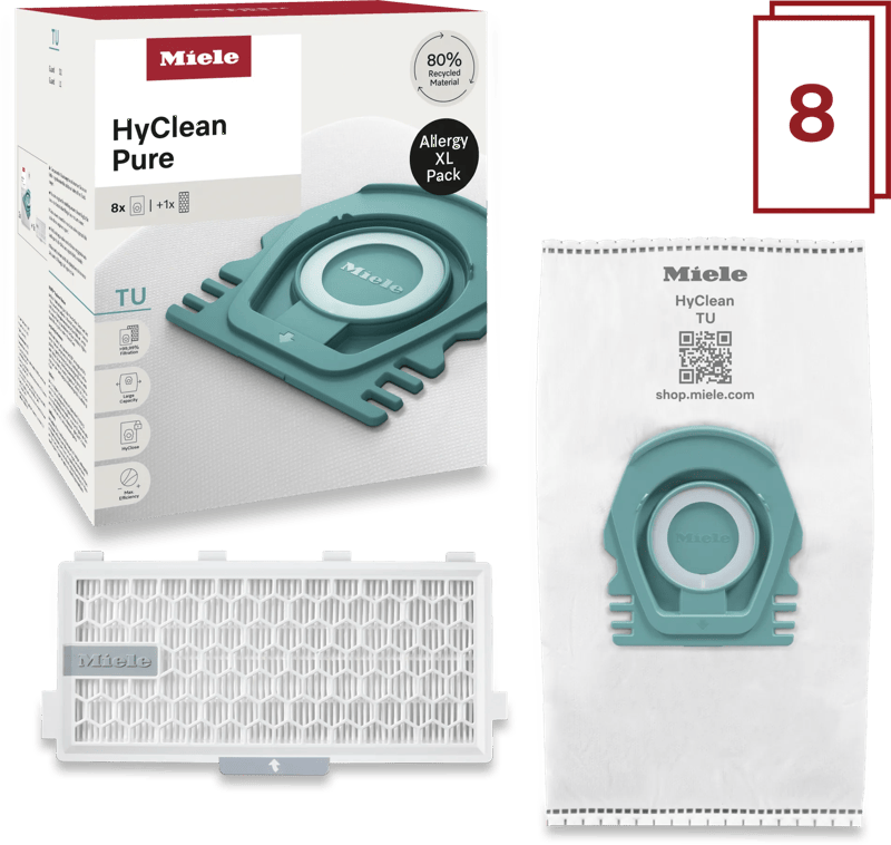 Miele Stofzuigerzakken HyClean Pure TU XL-Pack (8 stuks)