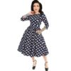 Milana Polka Dot Swing Dress Blue-XXXXXL | Hearts and Roses