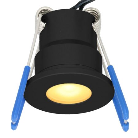 Milano mini LED inbouwspot - 12 Volt 3 Watt 200 lumen - 2700K warm wit - Dimbaar - Plat 34mm - IP65 waterdicht - Zwart - Veranda spots | HOFTRONIC