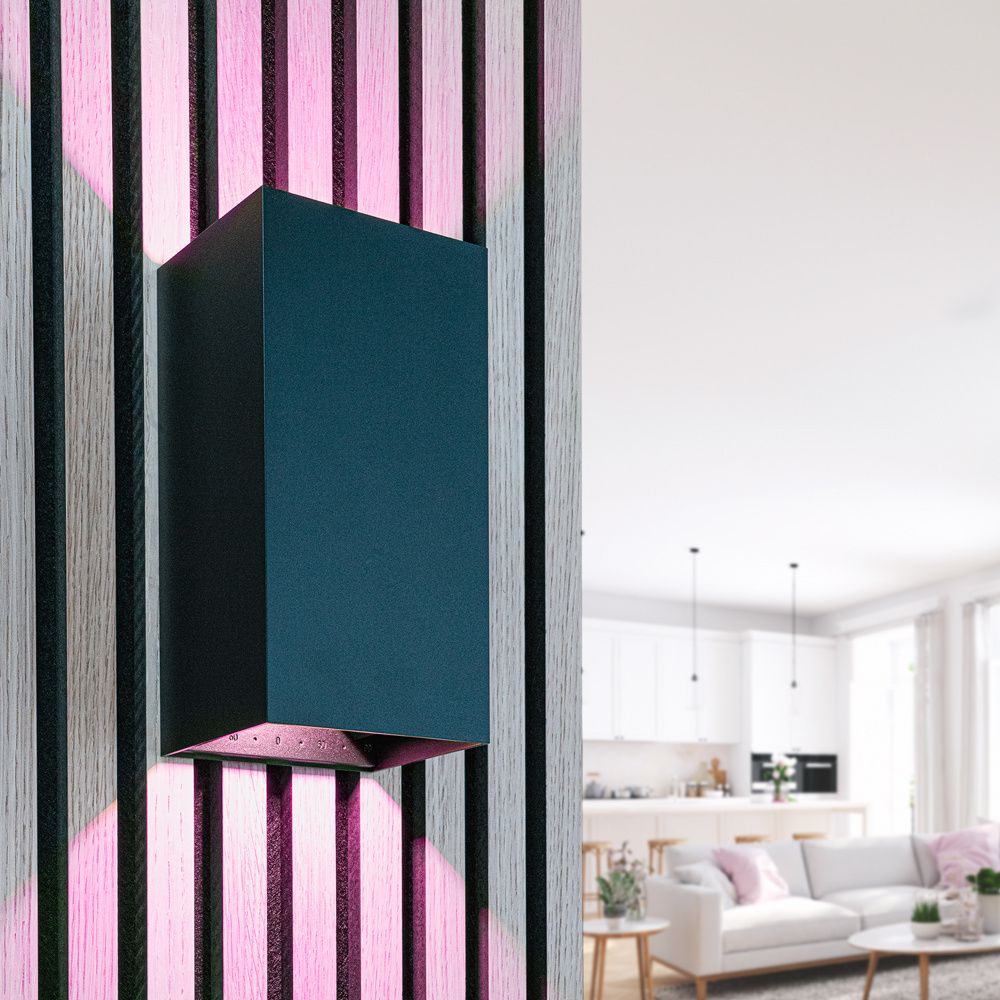 Miles XL Smart Wandlamp LED - Wifi + Bluetooth - 20W 2000lm - Dimbaar - RGBWW - IP65 waterdicht - Up Down lamp - Verstelbaar - Zwart - Google Home