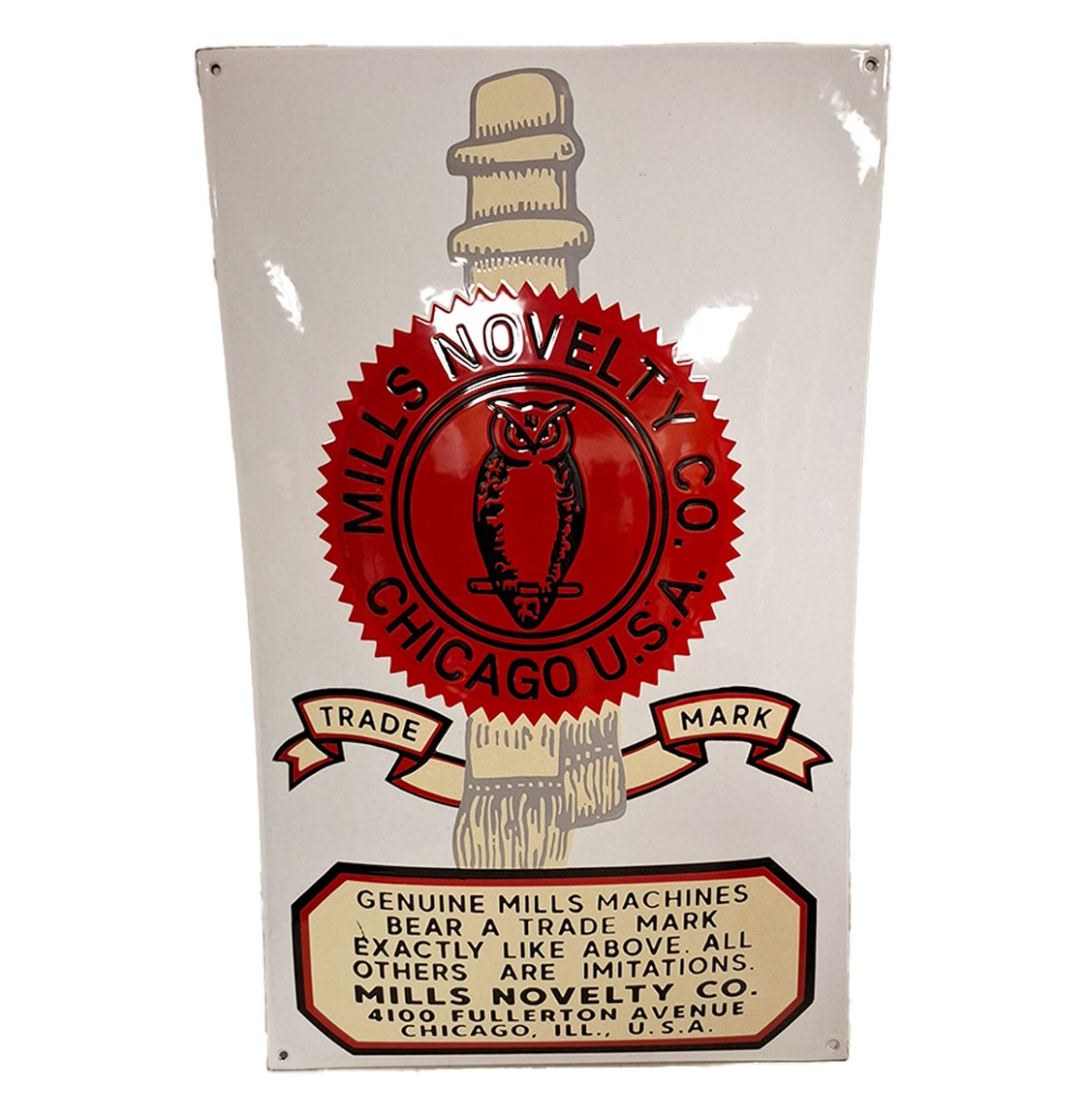 Mills Novelty Co. Chicago Logo Emaille Bord - 60 x 40cm | Fiftiesstore