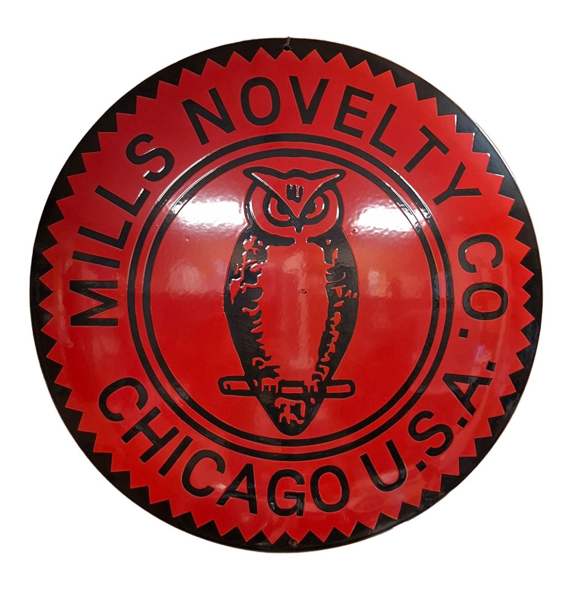 Mills Novelty Co. Logo Emaille Bord - Ø50cm | Fiftiesstore