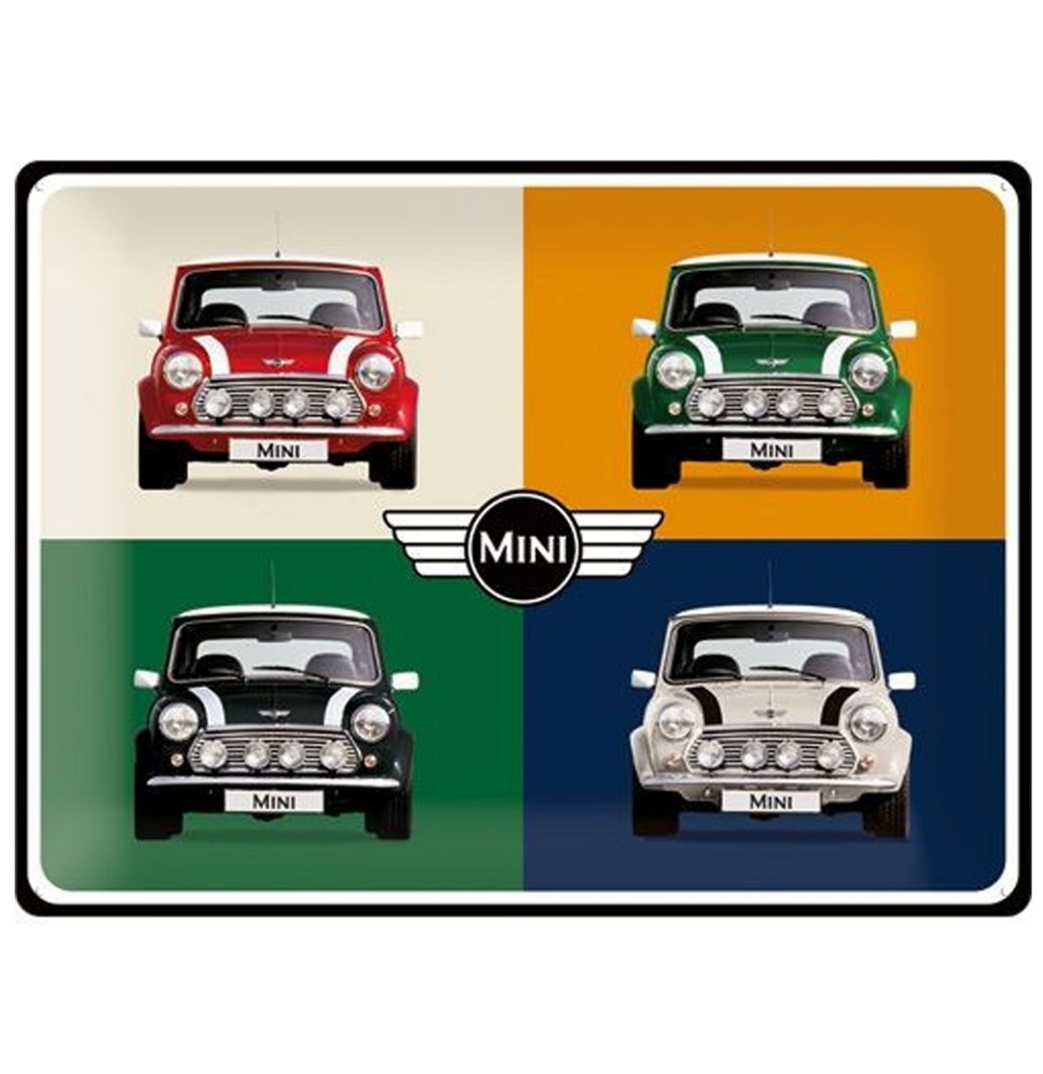 Mini Cooper Pop Art 4 Auto's Metalen Bord 30 x 40 cm | Fiftiesstore