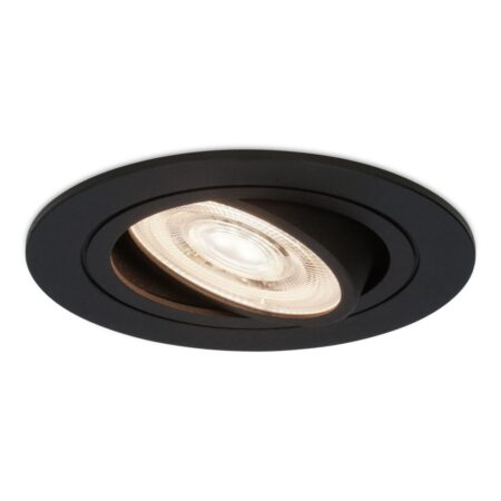 Miro LED inbouwspot - 6W 570lm - GU10 LED Module - Extra plat - 4000K neutraal wit - Dimbaar - Rond - Kantelbaar - Voor binnen - Zwart | HOFTRONIC