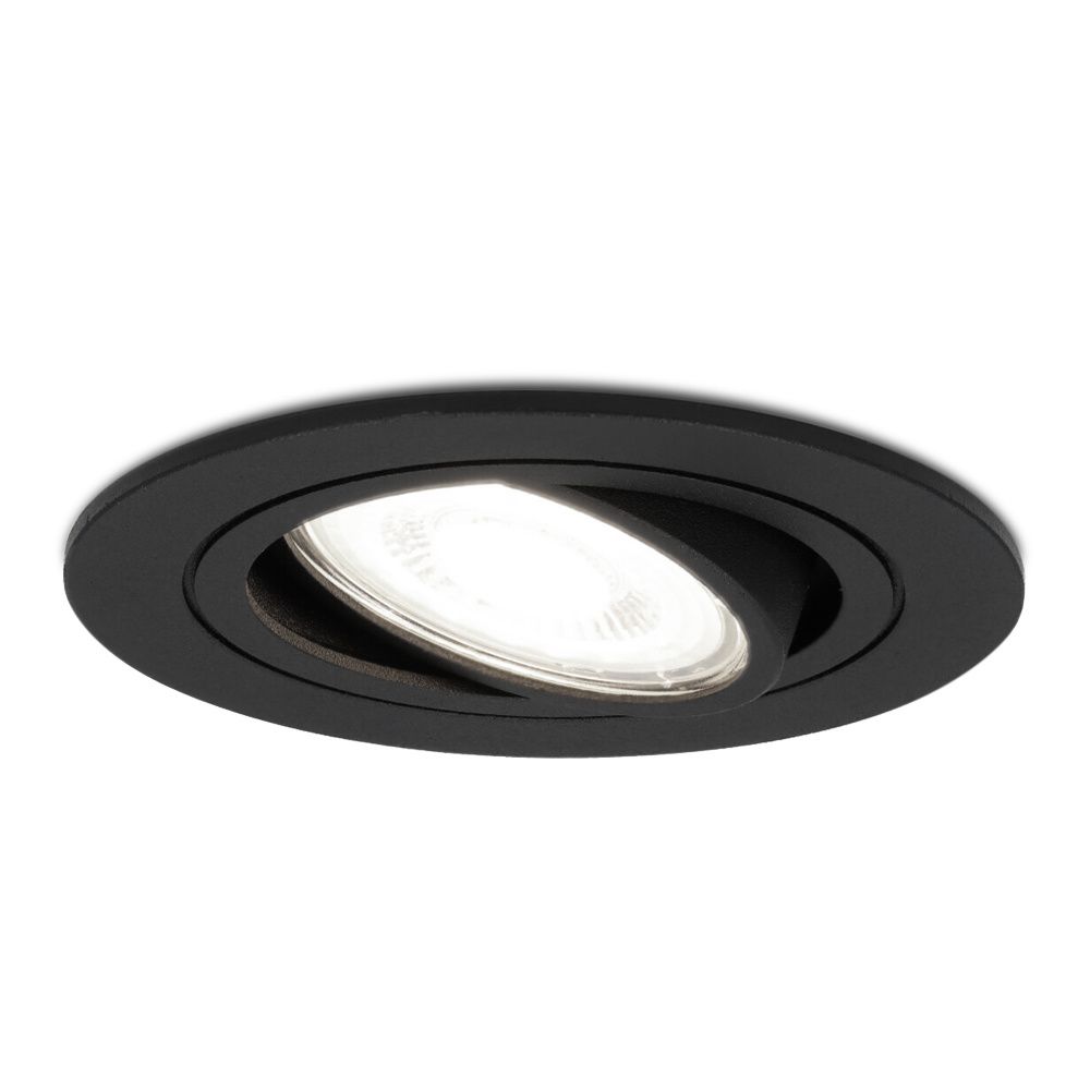 Miro LED inbouwspot - GU10 4 Watt 345 Lumen - 6500K Daglicht wit - Dimbaar - Rond - Kantelbaar - IP20 Voor binnen - Zwart | HOFTRONIC