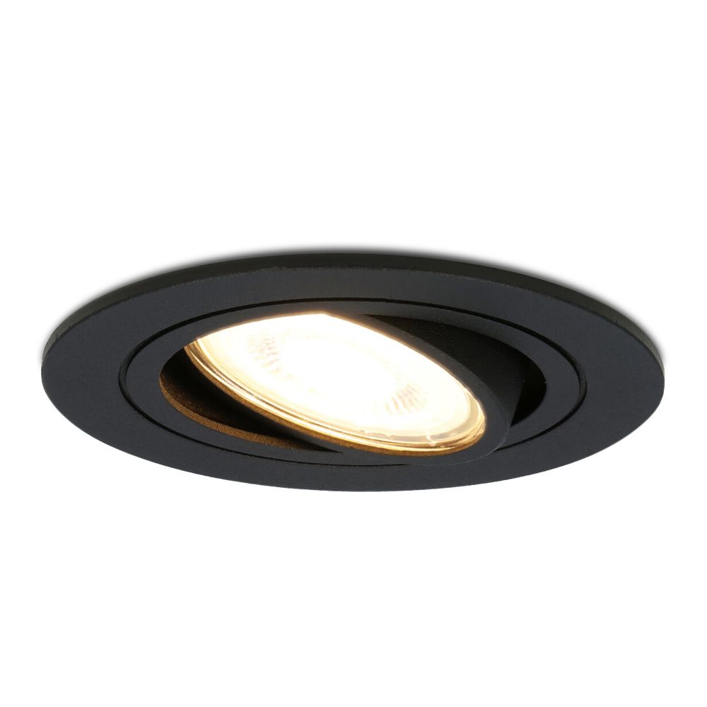 Miro LED inbouwspot - GU10 4 Watt 345 lumen - 2700K Warm wit - Dimbaar - Rond - Kantelbaar - IP20 Voor binnen - Zwart | HOFTRONIC