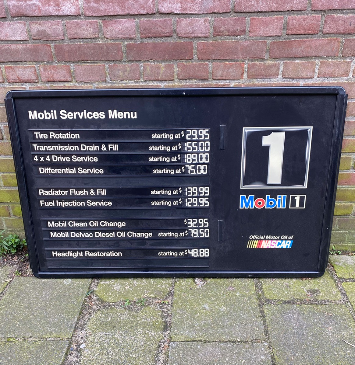 Mobil Services Prijslijst Garage Bord - Origineel - 107 x 67cm | Fiftiesstore