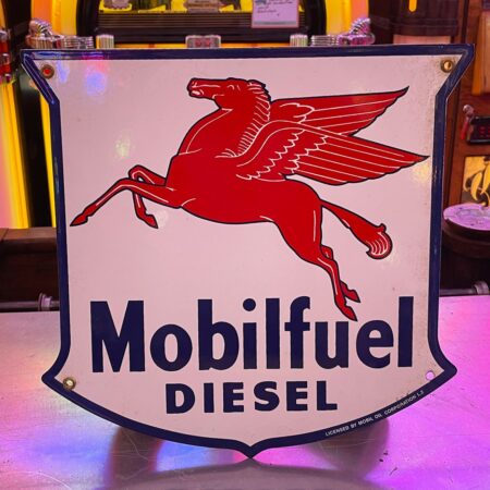 Mobilfuel Diesel Emaille Bord - 90's Pre-Productie Sample - 31 x 31 cm | Mobilgas -Oil