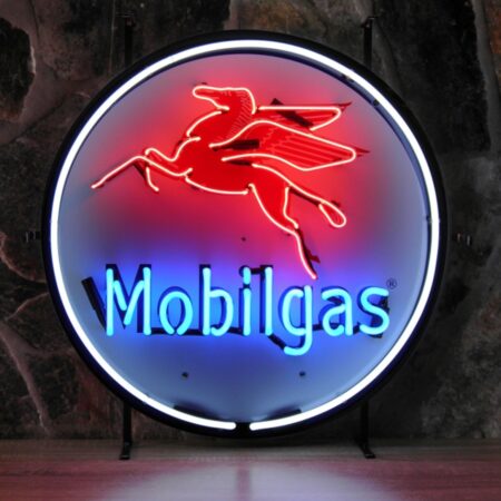 Mobilgas Neon Verlichting Met Achterplaat 64 x 64 cm | Mobilgas -Oil
